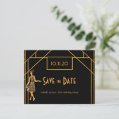 Art deco verjaardag jaren 20 retro save the date briefkaart (Staand voorkant)