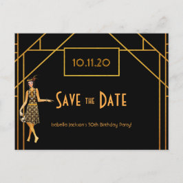 Art deco verjaardag jaren 20 retro save the date briefkaart