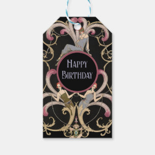 Art Deco Verjaardag – Vintage Flapper Stijl Cadeaulabel