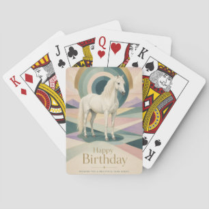 Art Deco verjaardag Witte Paard Geometrisch Pokerkaarten