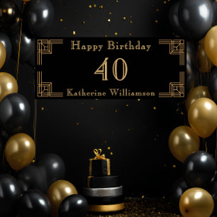 Art Deco Verjaardag Zwart Goud Roaring Twenties Poster