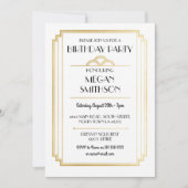 Art Deco verjaardagsfeest 1920 Gatsby Gold Uitnodi Kaart (Voorkant)