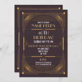 Art Deco-verjaardagsfeest in Gatsby-stijl uit de j Kaart (Voorkant / Achterkant)