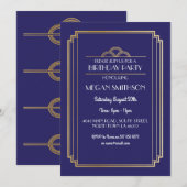 Art Deco Verjaardagsfeest Nodig Marine 1920s 21 30 Kaart (Voorkant / Achterkant)