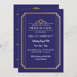 Art Deco Verjaardagsfeest Nodig Marine 1920s 21 30 Kaart