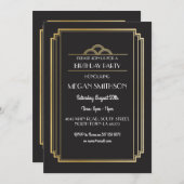 Art Deco Verjaardagsfeest Uitnodigen Goud 21 30 40 Kaart (Voorkant / Achterkant)