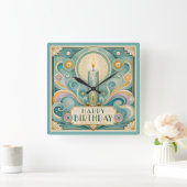 Art Deco Verlichte Kaars Verjaardag Vierkante Klok (Huis)