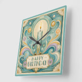 Art Deco Verlichte Kaars Verjaardag Vierkante Klok (Hoek)