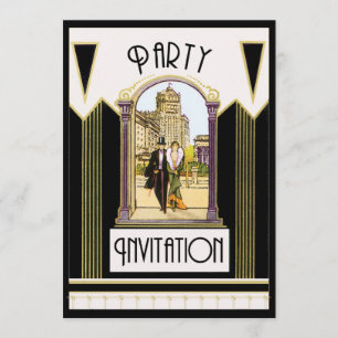 Art Deco Verloving Cocktail Party Custom Kaart