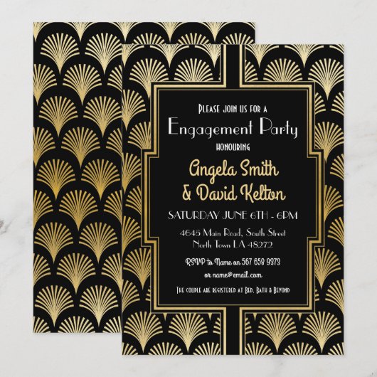 Art Deco Verloving Gatsby 1920 Kaart (Voorkant / Achterkant)