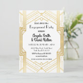 Art Deco Verloving Invitations Gatsby 1920 Kaart (Staand voorkant)