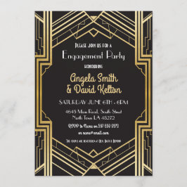 Art Deco Verloving Invitations Gatsby 1920 Kaart
