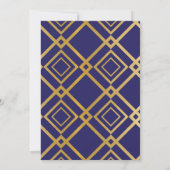 Art Deco Verloving nodigt Navy Gold uit Kaart (Achterkant)