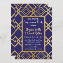 Art Deco Verloving nodigt Navy Gold uit