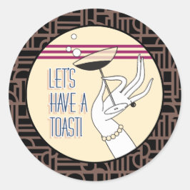 Art Deco verlovingsfeest bruisfeest uitnodigingen Ronde Sticker