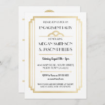 Art Deco verlovingsfeest uitnodigingen Gold