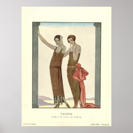 Art Deco Vesper Evening Dress Mode Poster (Voorkant)
