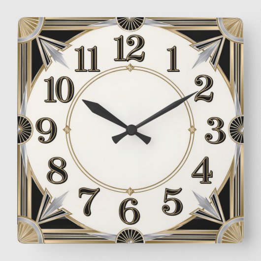 Art Deco Vierkante Klok (Voorkant)