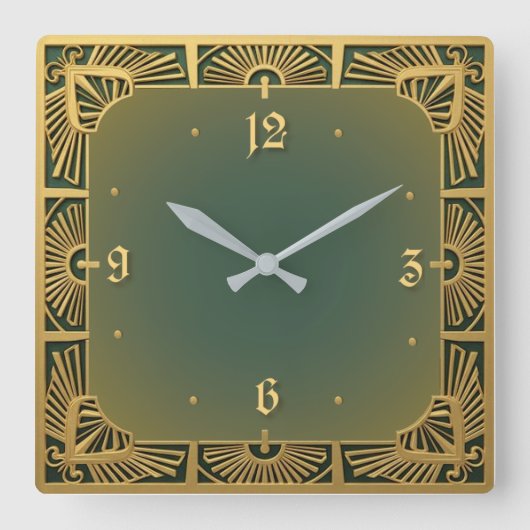 Art Deco Vierkante Klok (Voorkant)