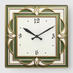 Art Deco Vierkante Klok