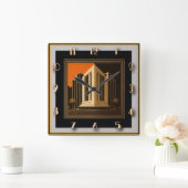 Art Deco Vierkante Klok (Huis)