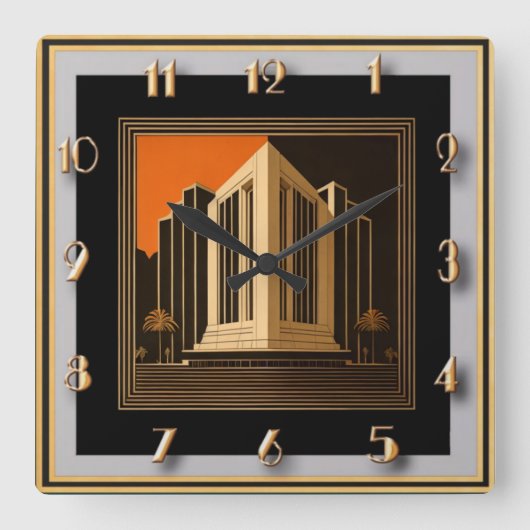 Art Deco Vierkante Klok (Voorkant)