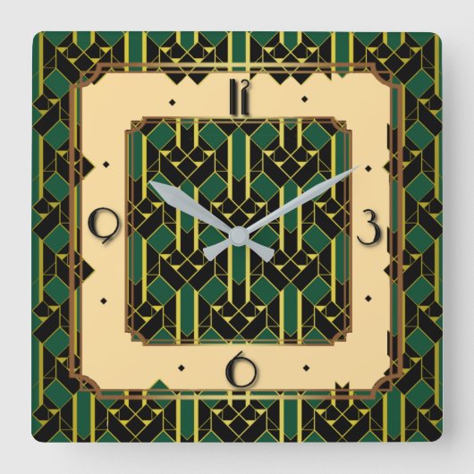 Art Deco Vierkante Klok (Voorkant)
