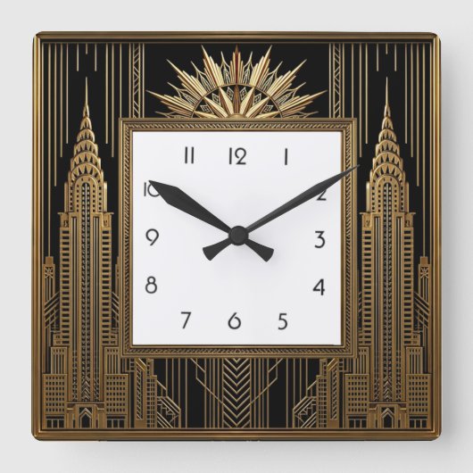 Art Deco Vierkante Klok (Voorkant)