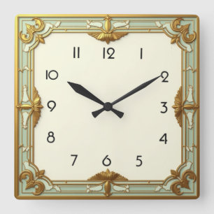 Art Deco Vierkante Klok