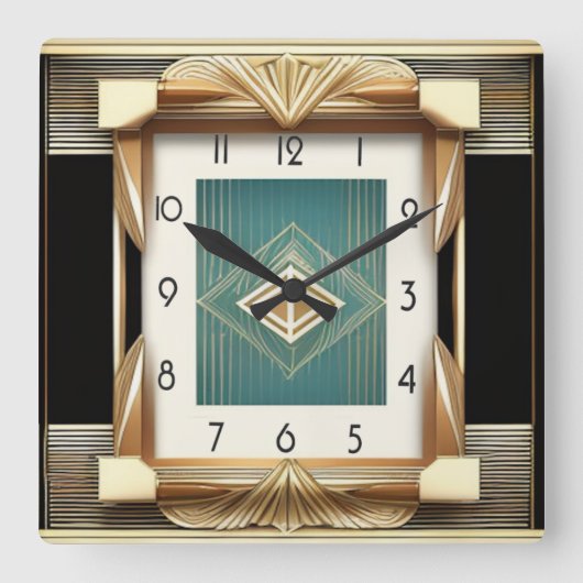 Art Deco Vierkante Klok (Voorkant)