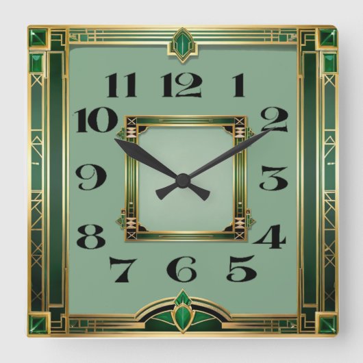 Art Deco Vierkante Klok (Voorkant)
