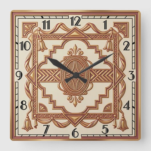 Art Deco Vierkante Klok (Voorkant)