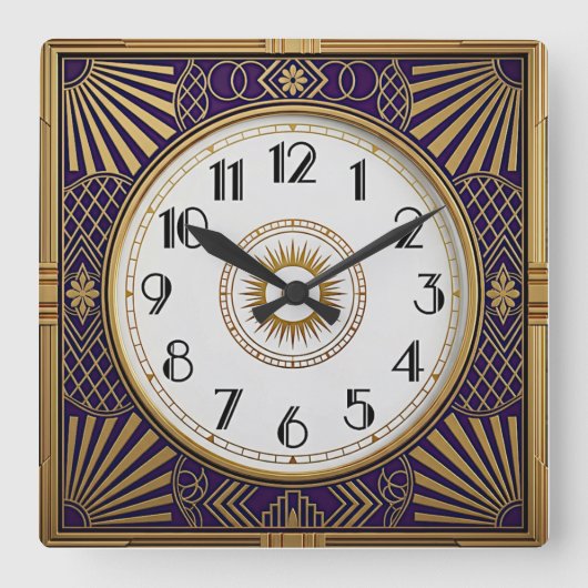 Art Deco Vierkante Klok (Voorkant)