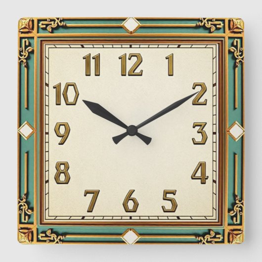 Art Deco Vierkante Klok (Voorkant)