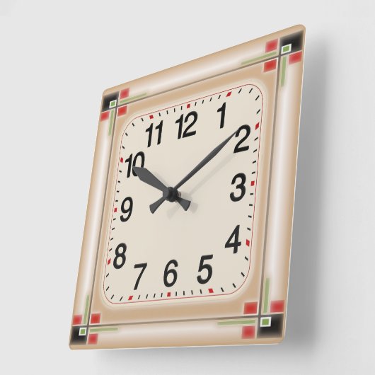 Art Deco Vierkante Klok (Hoek)