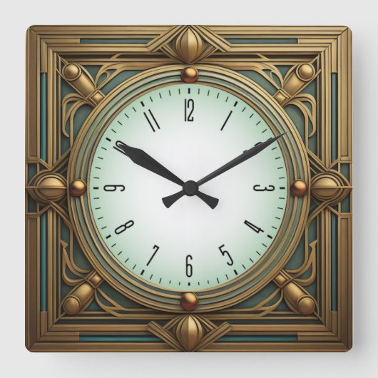 Art Deco Vierkante Klok (Voorkant)