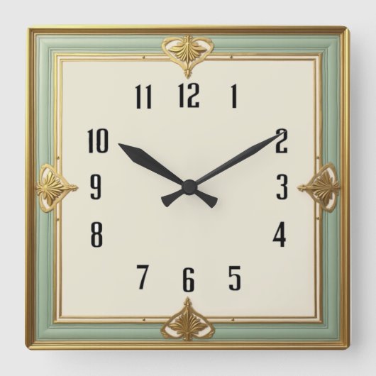 Art Deco Vierkante Klok (Voorkant)