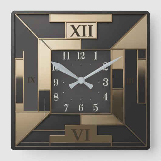 Art Deco Vierkante Klok (Voorkant)