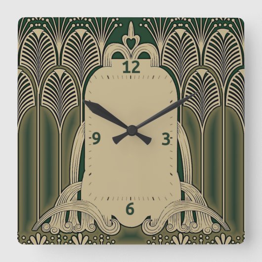Art Deco Vierkante Klok (Voorkant)