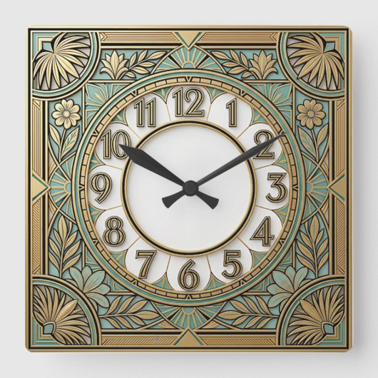 Art Deco Vierkante Klok (Voorkant)