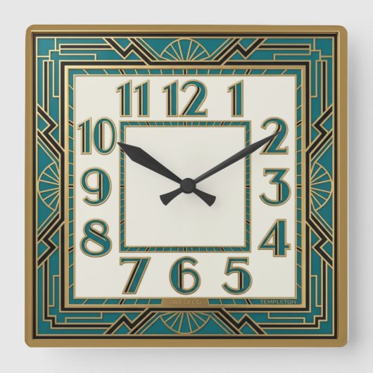 Art Deco Vierkante Klok (Voorkant)