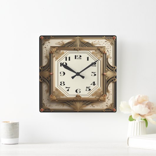 Art Deco Vierkante Klok (Huis)