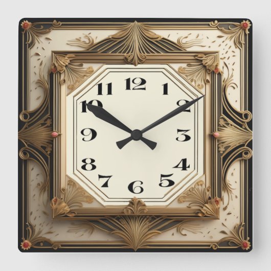 Art Deco Vierkante Klok (Voorkant)