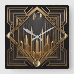 Art Deco Vierkante Klok