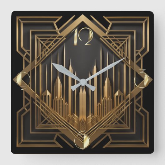 Art Deco Vierkante Klok (Voorkant)