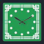 Art Deco Vierkante Klok<br><div class="desc">Art Deco-stijl klok.De achtergrondkleur kan worden veranderd.</div>