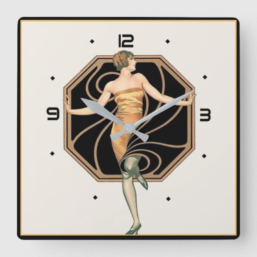 Art Deco Vierkante Klok (Voorkant)