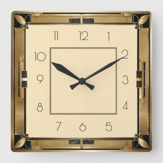 Art Deco Vierkante Klok (Voorkant)