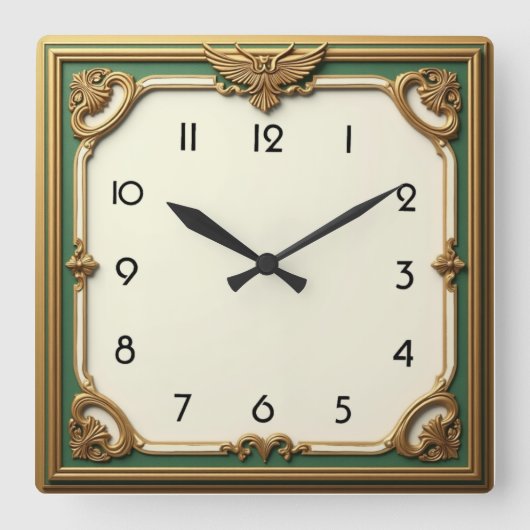 Art Deco Vierkante Klok (Voorkant)