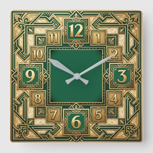Art Deco Vierkante Klok (Voorkant)